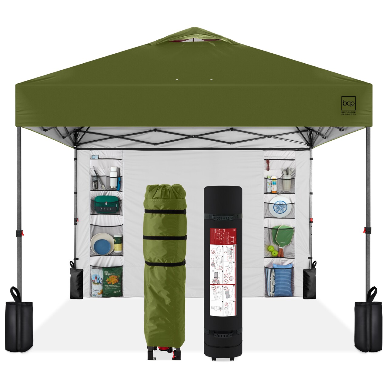 Best Choice Products 10x10ft Easy Setup Pop Up Canopy, Portable Tent w/ Side Wall, 1-Button Push, Case